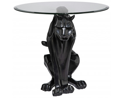 Toscano - Black Jaguar Sculptural Table in Designer Resin