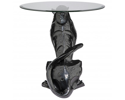 Toscano - Black Jaguar Sculptural Table in Designer Resin