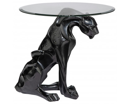 Toscano - Black Jaguar Sculptural Table in Designer Resin