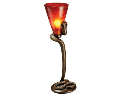 Toscano - Uraeus Egyptian Cobra God Altar Lamp in Bronze, Designer Resin