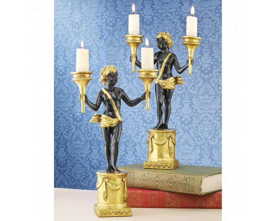 Toscano - Set of 2 French Neoclassical Cherub Candlestick