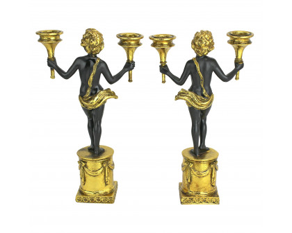 Toscano - Set of 2 French Neoclassical Cherub Candlestick