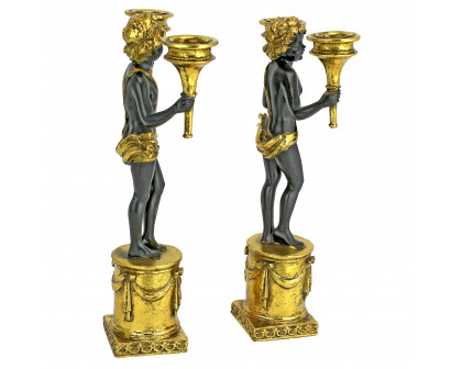 Toscano - Set of 2 French Neoclassical Cherub Candlestick