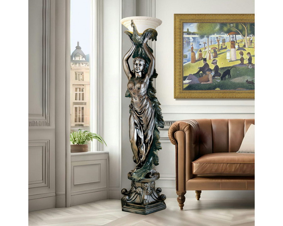 Toscano - The Peacock Goddess Torchiere Floor Lamp