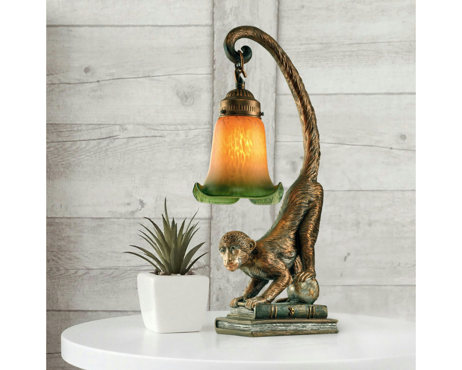 Toscano - Monkey Business Sculptural Table Lamp in Bronze, Designer Resin