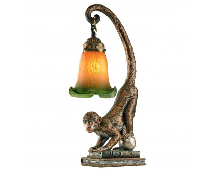 Toscano - Monkey Business Sculptural Table Lamp in Bronze, Designer Resin