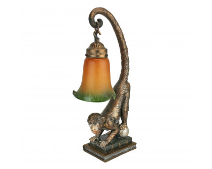 Toscano - Monkey Business Sculptural Table Lamp in Bronze, Designer Resin