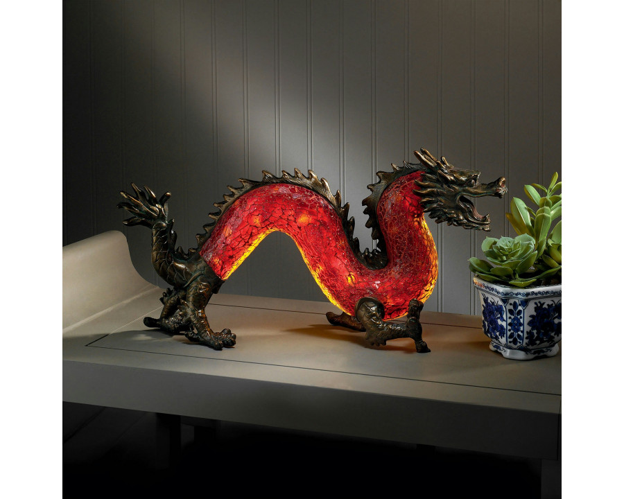 Toscano - Dragon Dance of Light Illuminated Mosaic Glass Statue