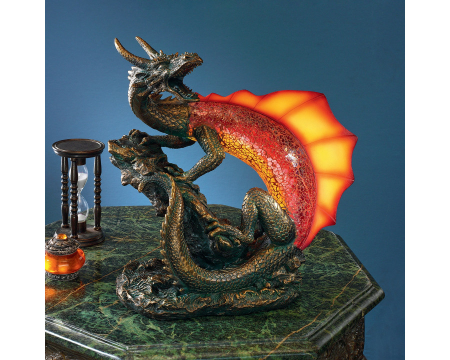 Toscano - Viper the Serpent Dragon Illuminated Mosaic Sculpture