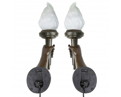 Toscano - Set of 2 French Neoclassical Arm-Held Sculptural Torch Wall Sconce