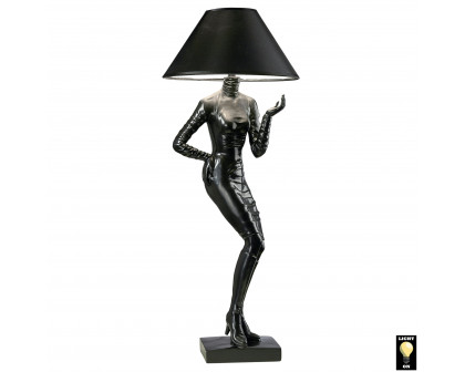 Toscano - Mademoiselle Haute Couture Table Lamp in Black, Designer Resin