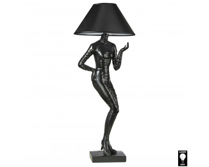 Toscano - Mademoiselle Haute Couture Table Lamp in Black, Designer Resin