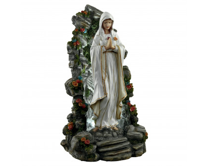 Toscano - Blessed Virgin Mary Illuminated Garden Grotto Sculpture