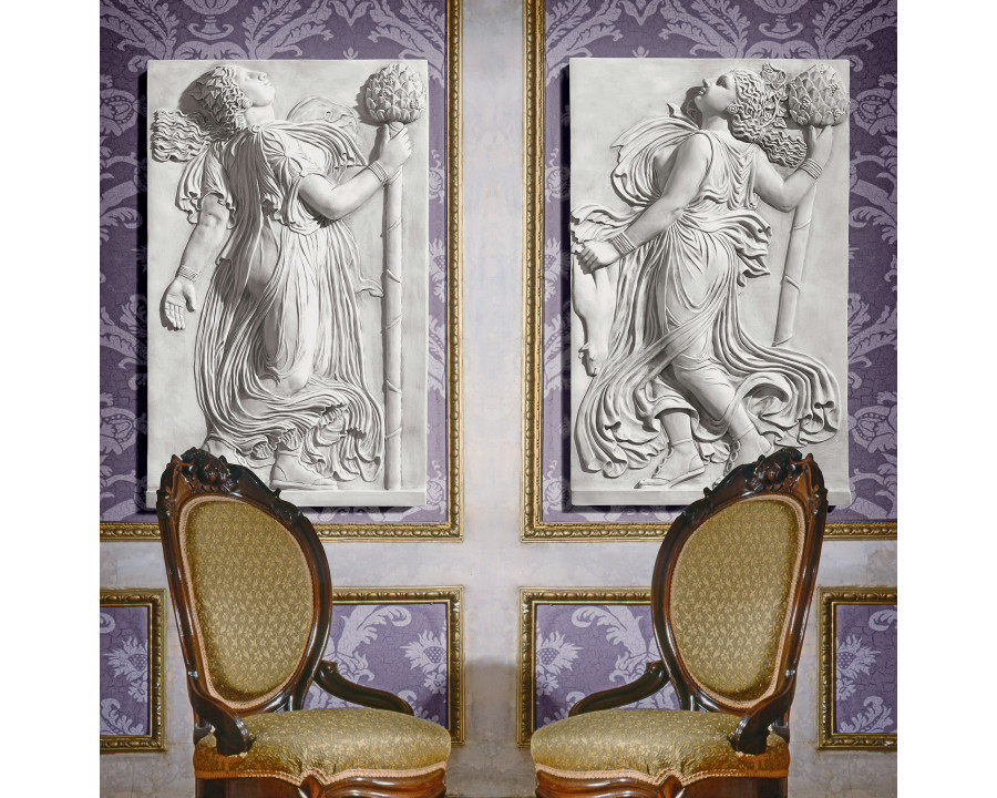 Toscano - Set of 2 Dancing Greek Maenads with Thyrsus Wall Friezes