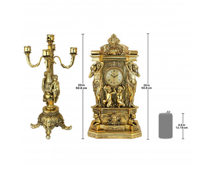 Toscano - Chateau Chambord Clock with Candelabra Ensemble