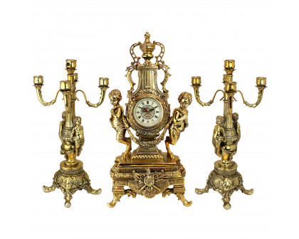 Toscano - Chateau Beaumont Grand Clock with Candelabra Ensemble