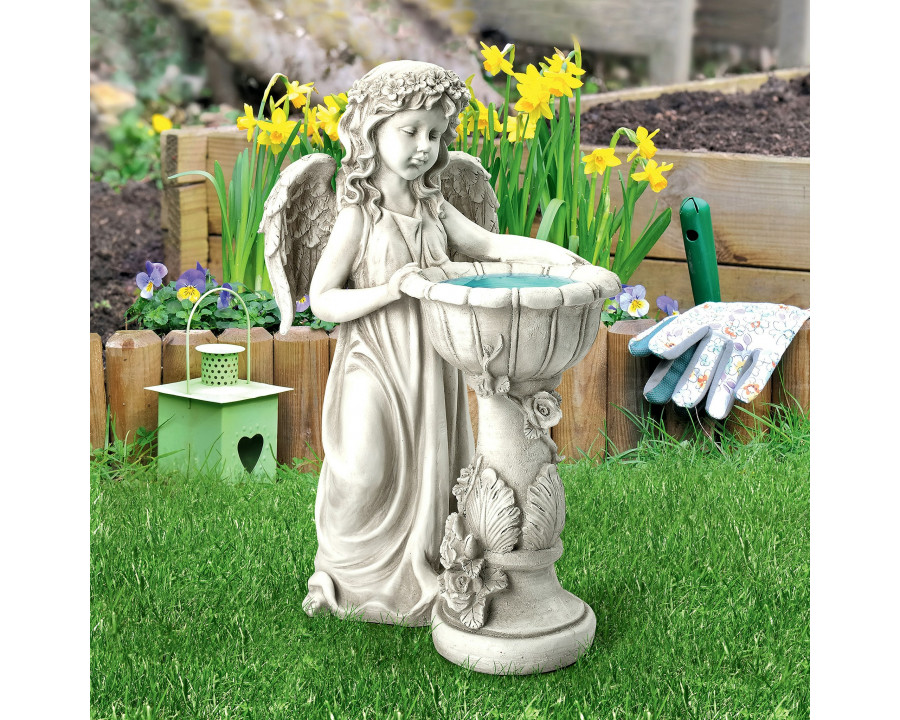 Toscano - Angelique Garden Splash Angel at Birdbath Statue