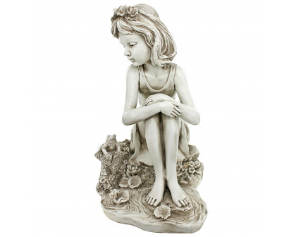 Toscano - Pausing by the Pond Little Girl Garden Statue