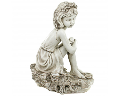 Toscano - Pausing by the Pond Little Girl Garden Statue