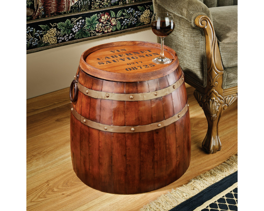 Toscano - French Wine Barrel Side Table in Steel