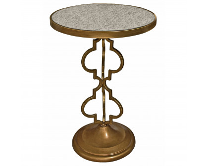 Toscano - Film Noir Art Deco Mirrored End Table in Antique Gold, Steel