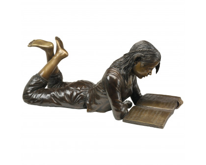 Toscano - Young Scholar Reading Girl Garden Statue