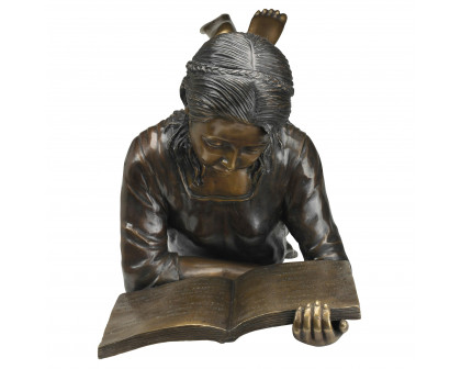 Toscano - Young Scholar Reading Girl Garden Statue