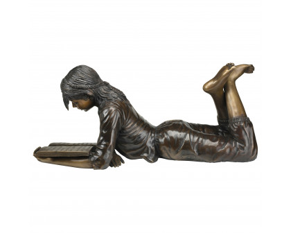 Toscano - Young Scholar Reading Girl Garden Statue