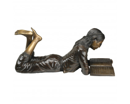 Toscano - Young Scholar Reading Girl Garden Statue