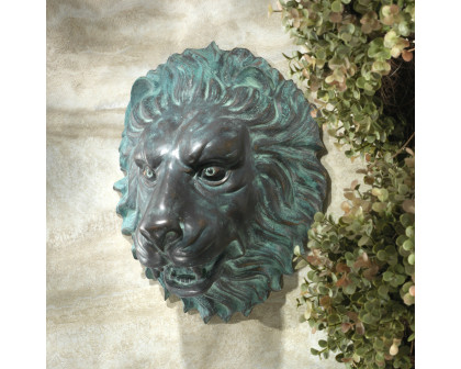 Toscano - Florentine Lion Head Spouting Bronze Garden Wall Sculpture