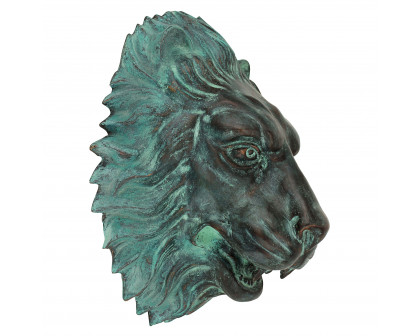 Toscano - Florentine Lion Head Spouting Bronze Garden Wall Sculpture