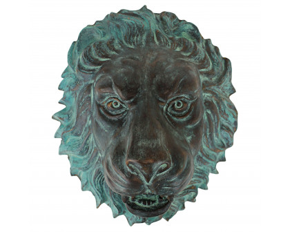 Toscano - Florentine Lion Head Spouting Bronze Garden Wall Sculpture