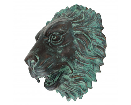 Toscano - Florentine Lion Head Spouting Bronze Garden Wall Sculpture