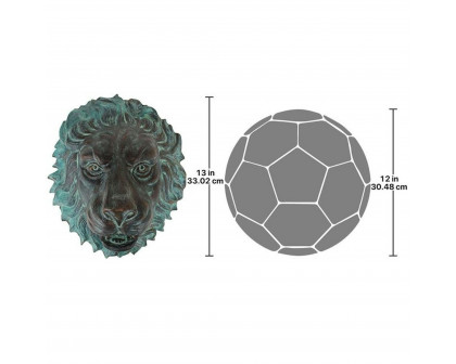 Toscano - Florentine Lion Head Spouting Bronze Garden Wall Sculpture