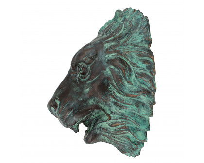 Toscano - Florentine Lion Head Spouting Bronze Garden Wall Sculpture