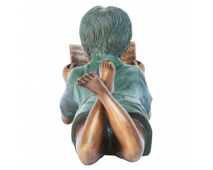 Toscano Bookworm Reader Garden Statue - Boy