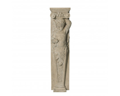 Toscano Fontainebleau Winged Cherub Right Facing Architectural Pilaster