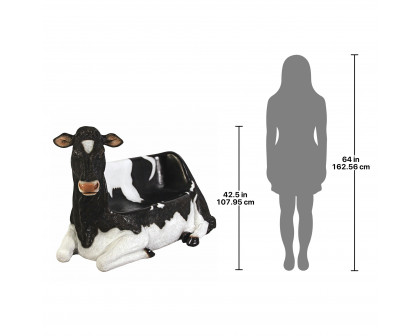 Toscano - Cowch Holstein Cow Photo Op Sculptural Bench