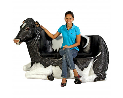 Toscano - Cowch Holstein Cow Photo Op Sculptural Bench