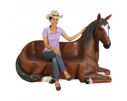 Toscano - Saddle-Up Horse Photo Op Sculptural Bench