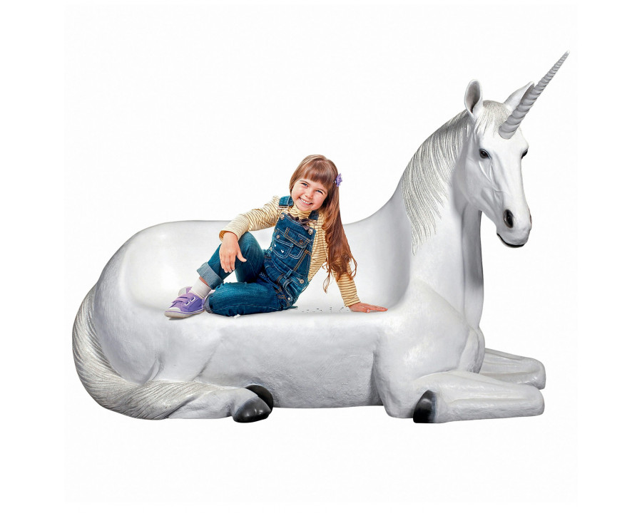 Toscano - Mystical Horned Unicorn Photo Op Sculptural Bench