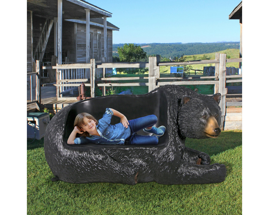 Toscano - Brawny Black Bear Sculptural Bench