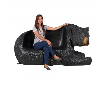 Toscano - Brawny Black Bear Sculptural Bench