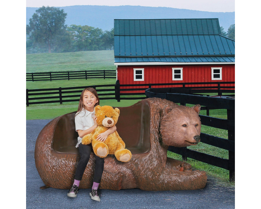 Toscano - Brawny Grizzly Brown Bear Sculptural Bench