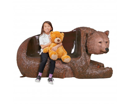 Toscano - Brawny Grizzly Brown Bear Sculptural Bench