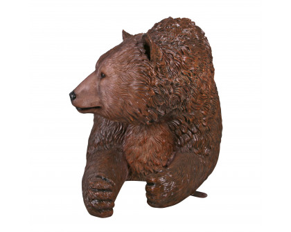 Toscano - Brawny Grizzly Brown Bear Sculptural Bench