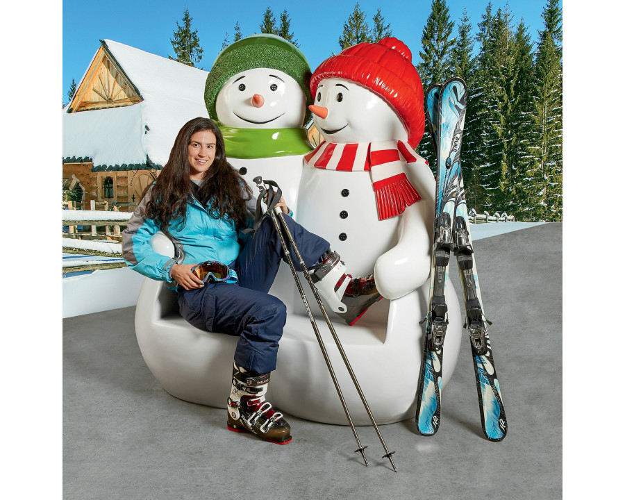 Toscano - Powder Pals Holiday Snowman Photo Op Sculptural Bench