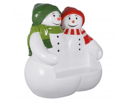 Toscano - Powder Pals Holiday Snowman Photo Op Sculptural Bench