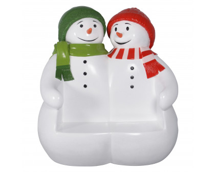 Toscano - Powder Pals Holiday Snowman Photo Op Sculptural Bench