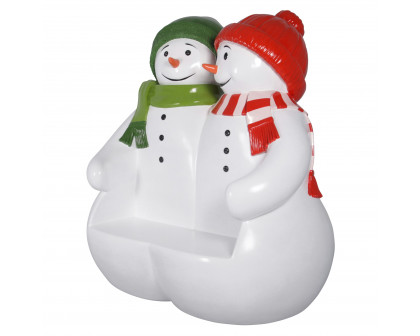 Toscano - Powder Pals Holiday Snowman Photo Op Sculptural Bench